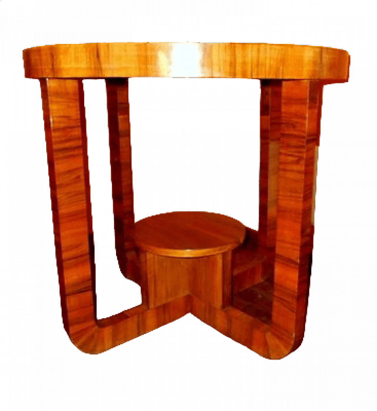 Tavolino rotondo in legno in stile Art Déco, anni '50 8