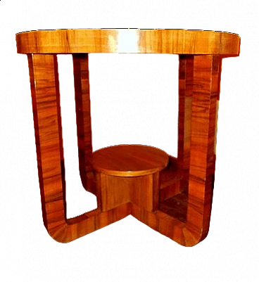 Tavolino rotondo in legno in stile Art Déco, anni '50