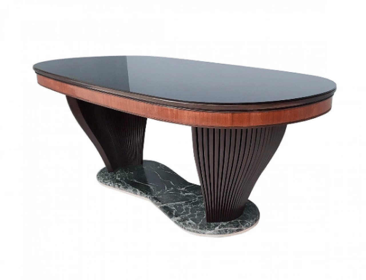 Art Deco table by Vittorio Dassi with glass top and marble base, 1950s 1