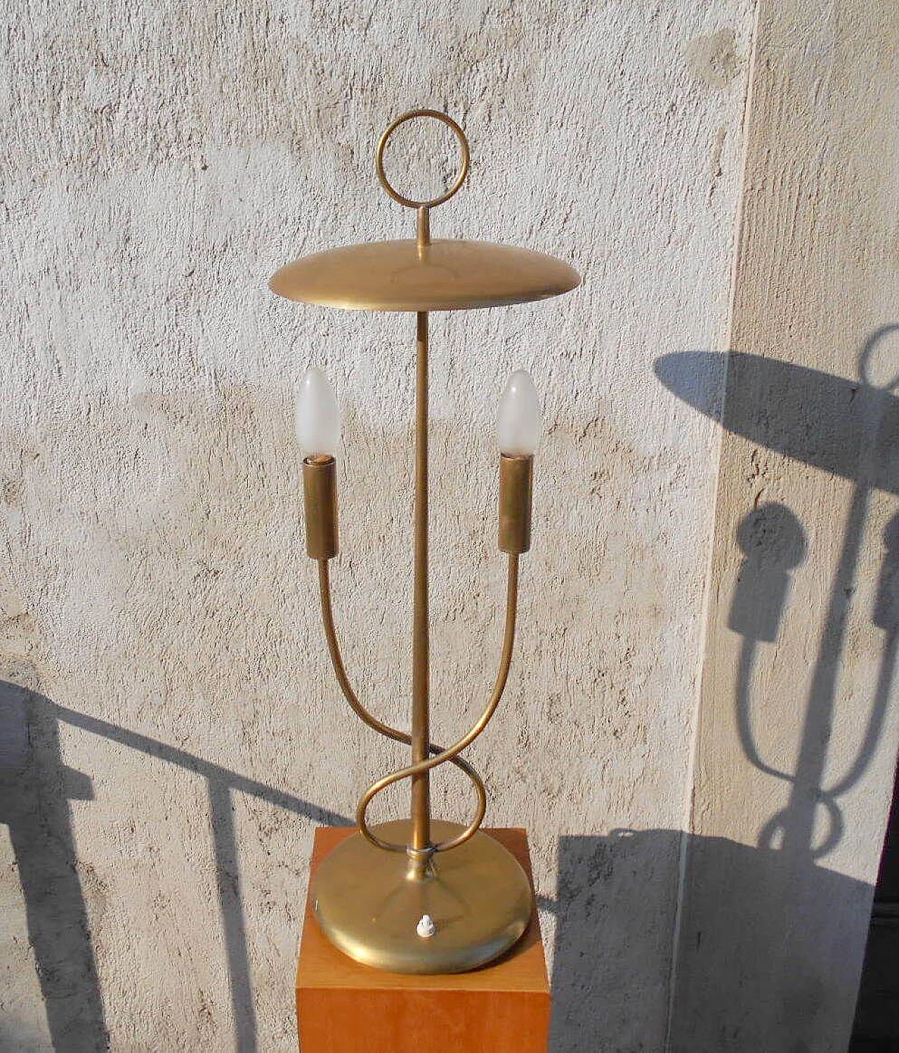 Lampada da tavolo in ottone nello stile di Angelo Lelli, anni '40 12