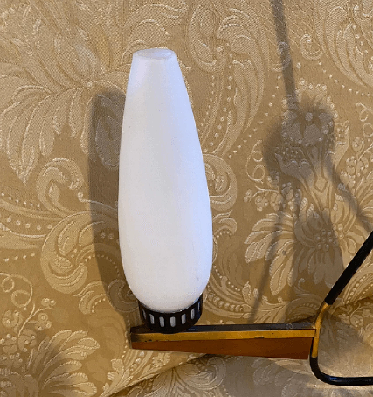 Chandelier in teak, brass and milk glass, 1960s 4