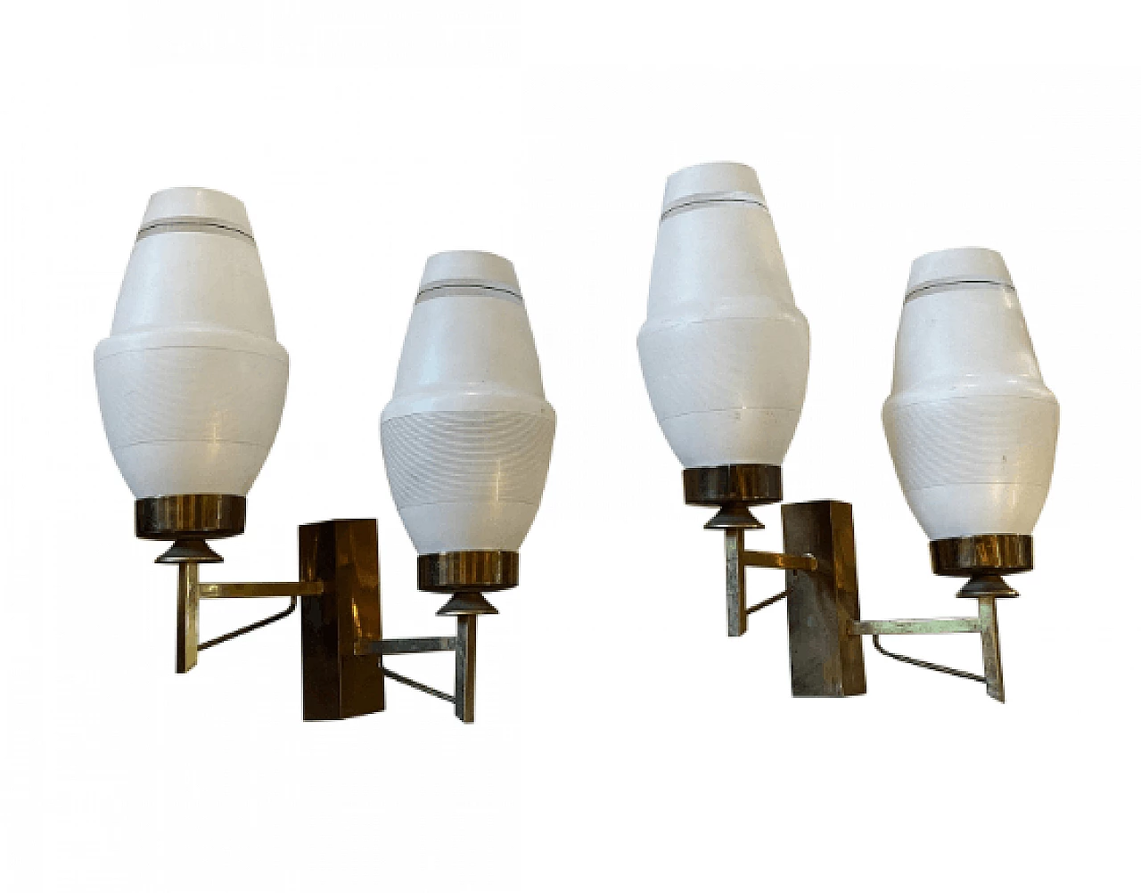 Pair of brass and glass sconces in the style of Arredoluce, 1960s 1