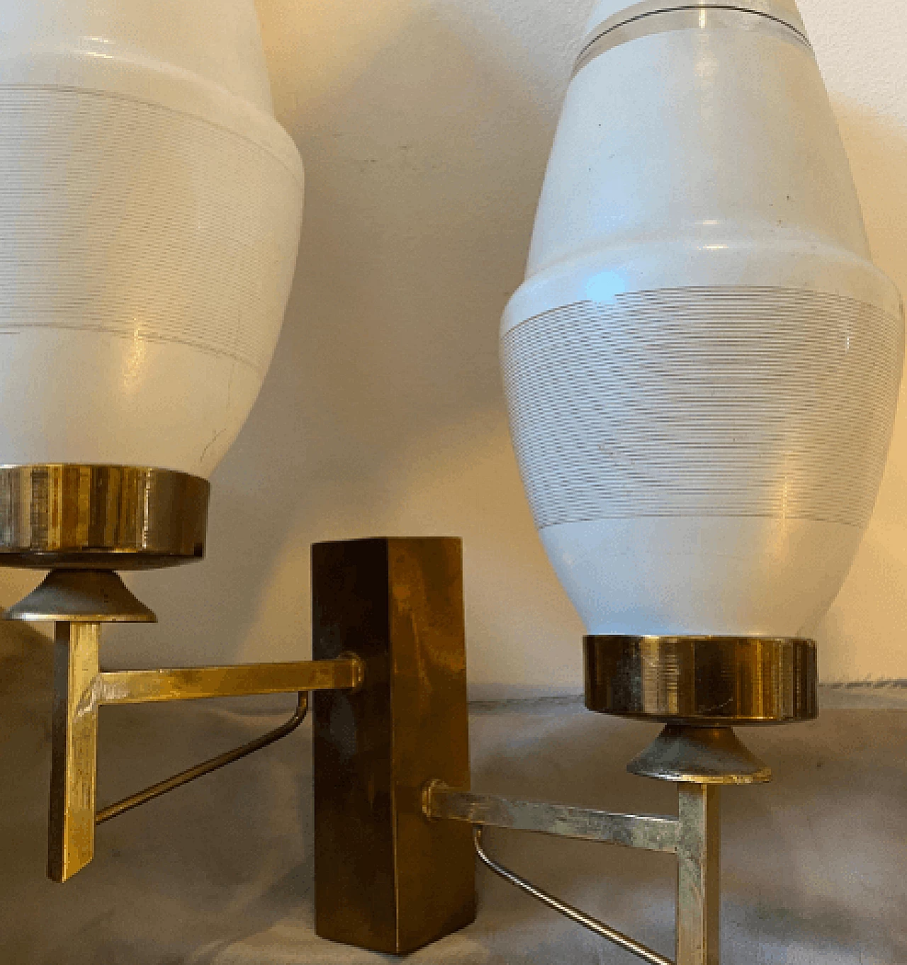Pair of brass and glass sconces in the style of Arredoluce, 1960s 6