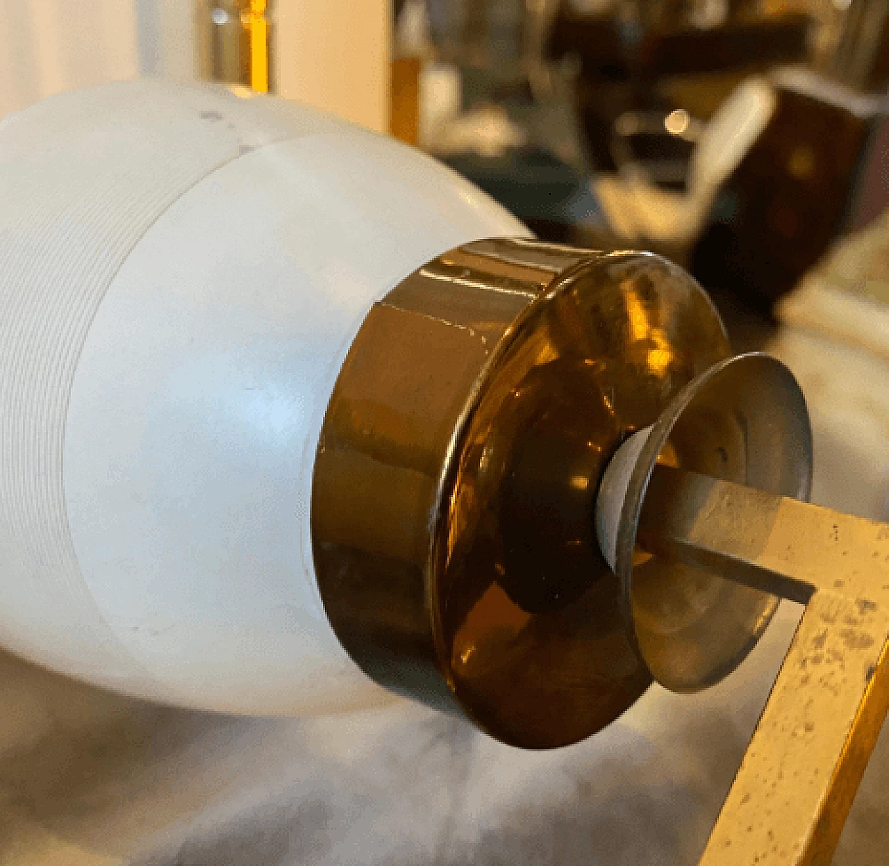 Pair of brass and glass sconces in the style of Arredoluce, 1960s 10