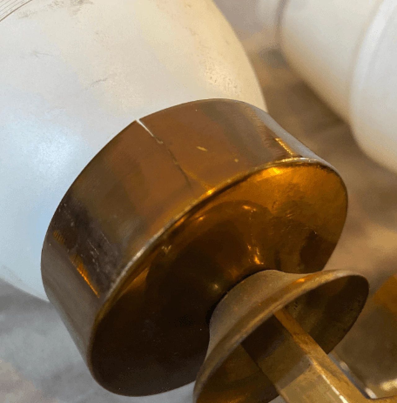 Pair of brass and glass sconces in the style of Arredoluce, 1960s 11