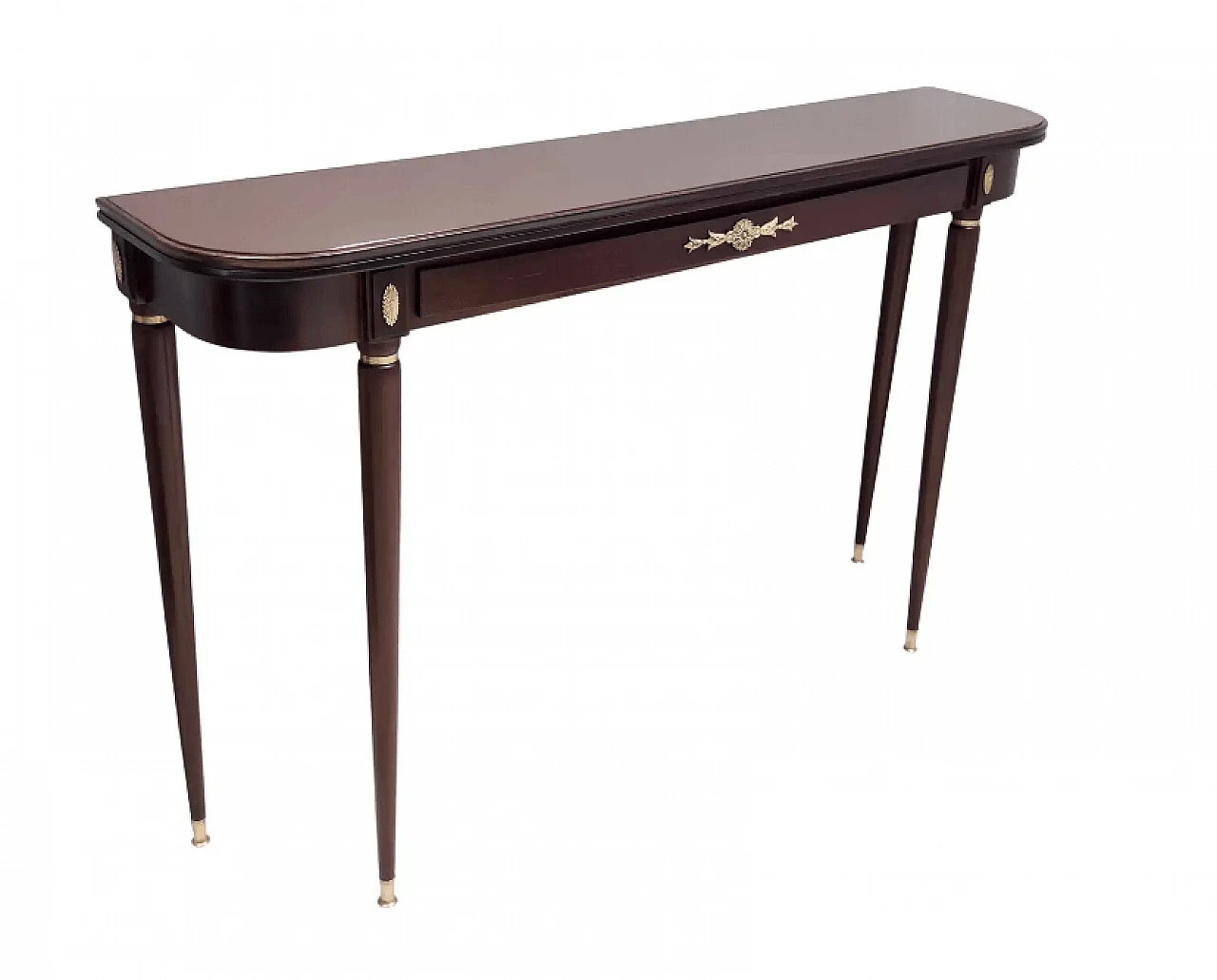 Ebonised beech console table by Paolo Buffa with glass top, 1950s 1