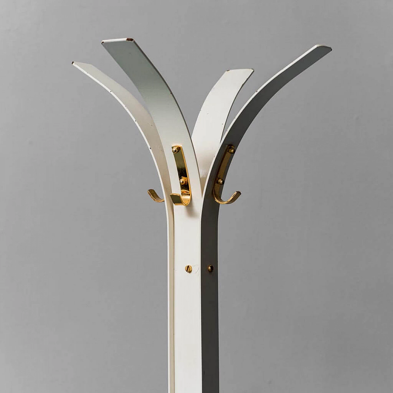 Appendiabiti in metallo a quattro bracci con base in marmo, anni '70 4