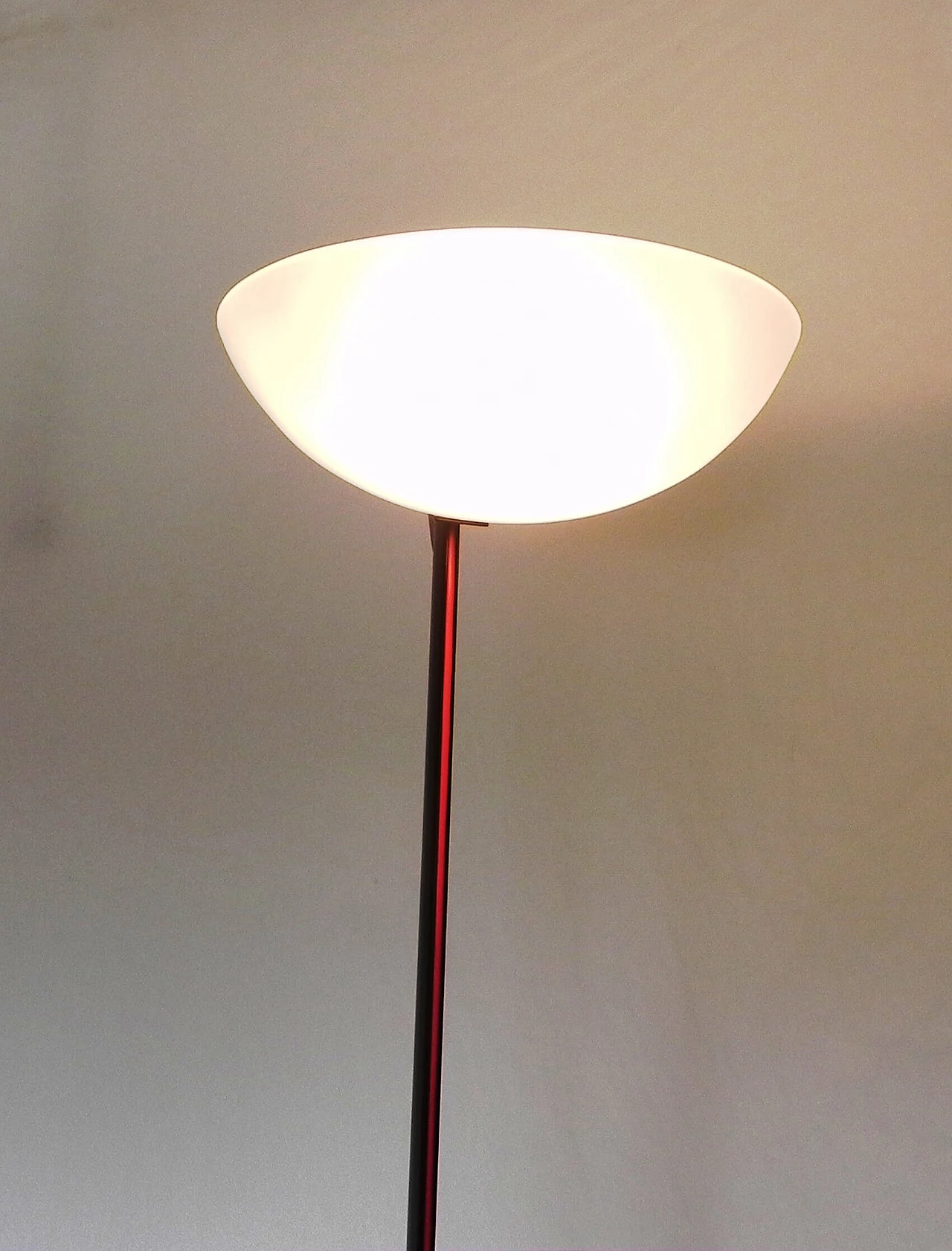 Lampada a stelo con diffusore in vetro acidato, anni '80 5