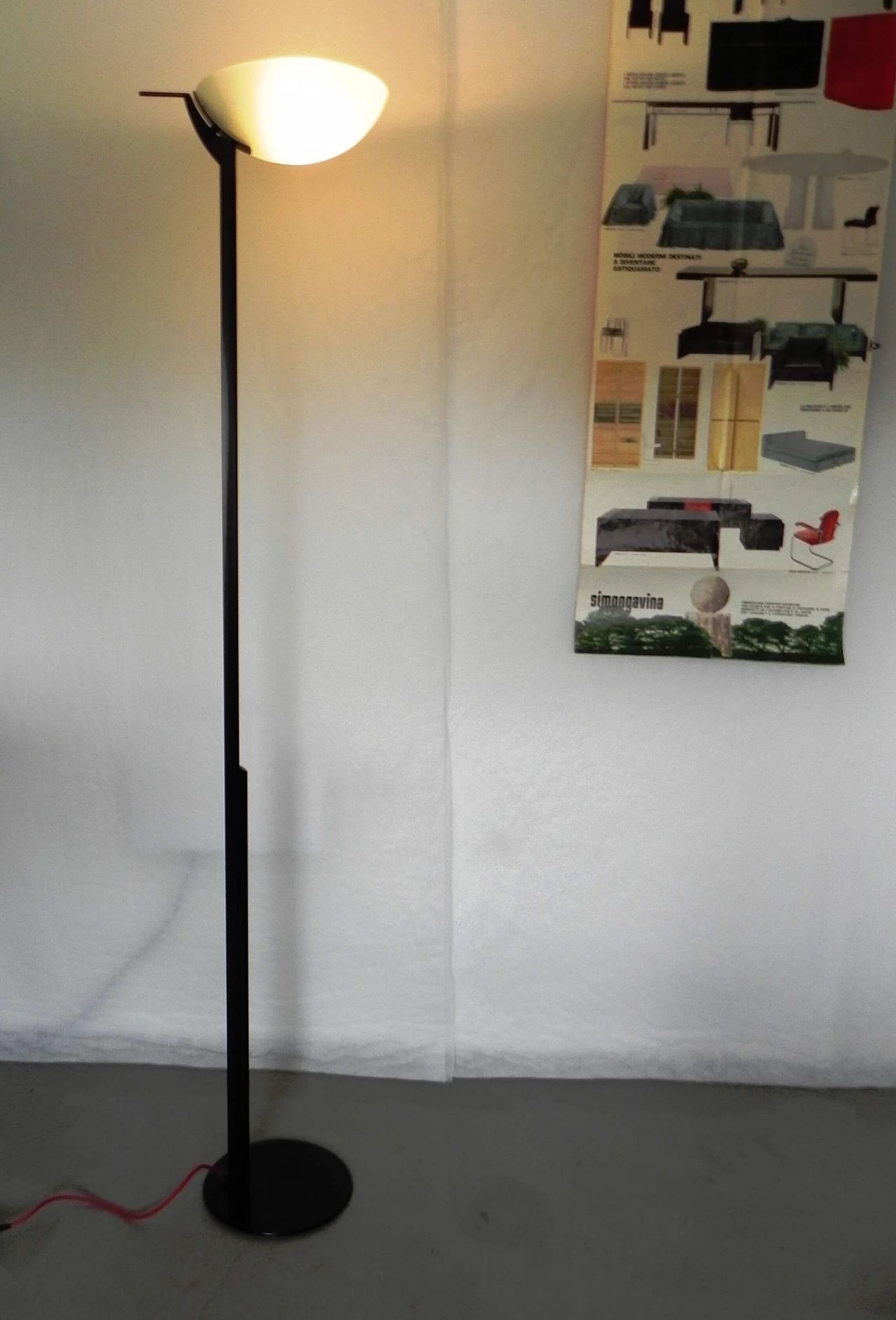 Floor lamp with etched glass diffuser, 1980s 6