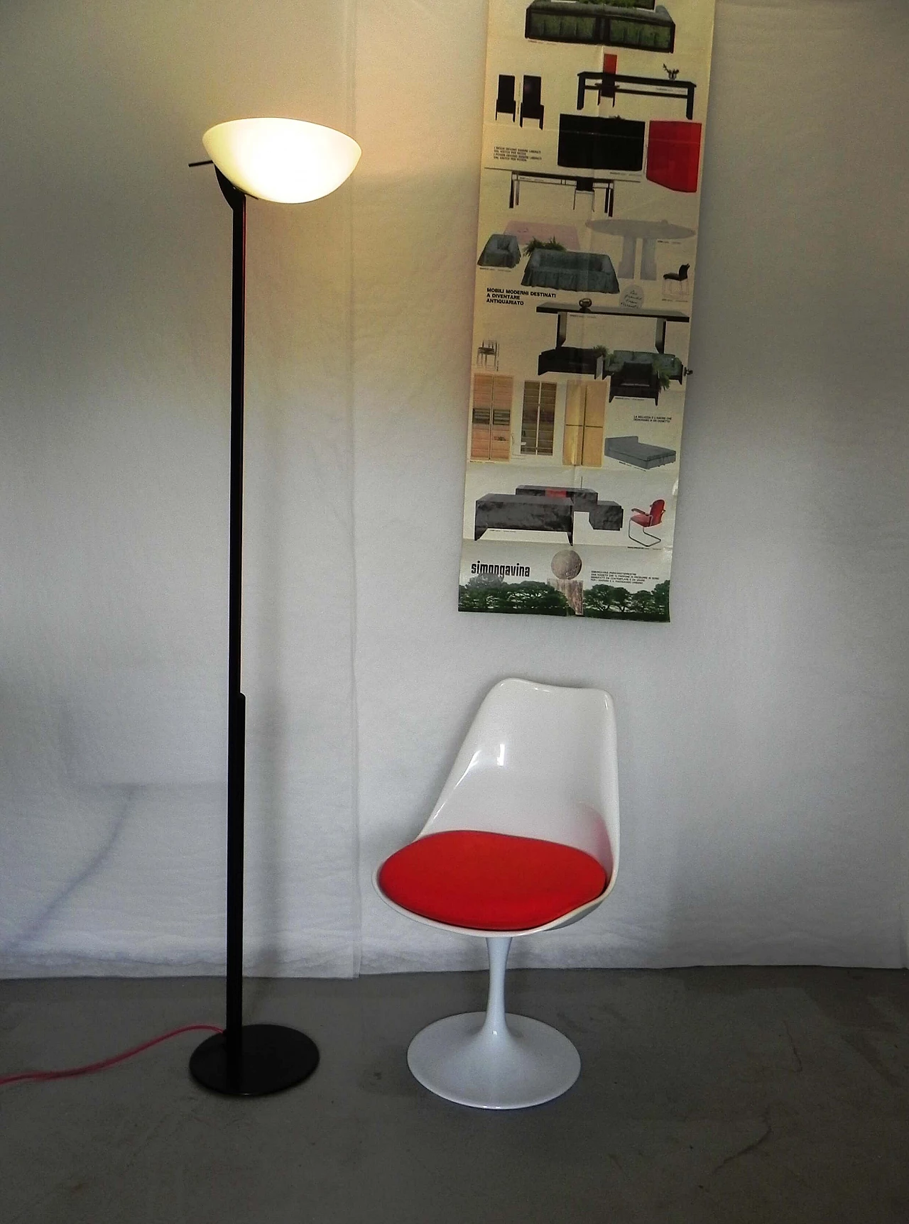 Floor lamp with etched glass diffuser, 1980s 13