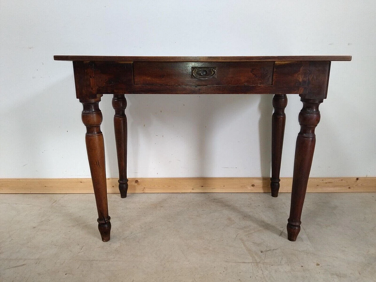 Louis Philippe table in walnut-stained poplar, 19th century 2