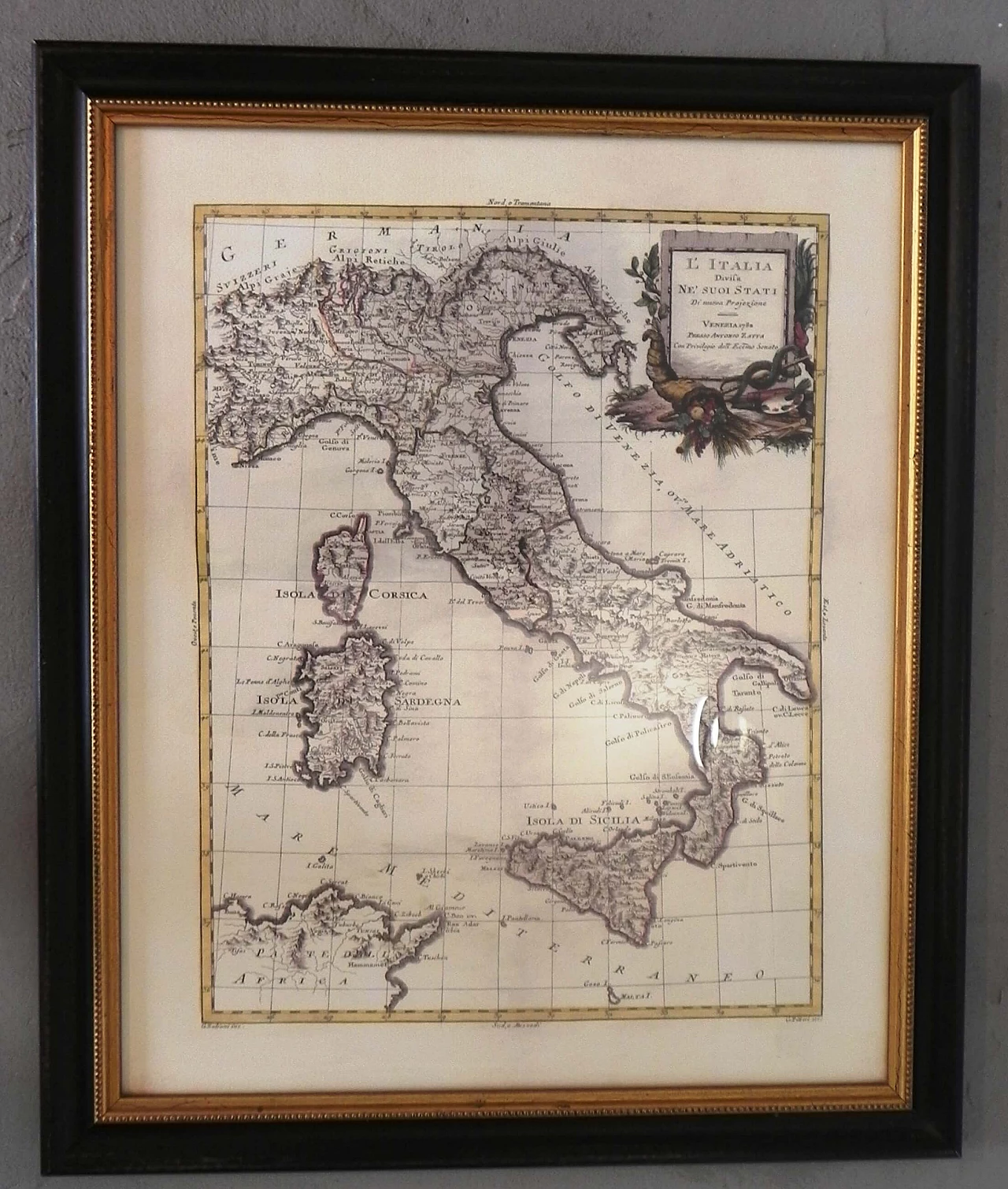 Riproduzione di cartografia dell'Italia e i suoi stati nel 1782, 2012 1