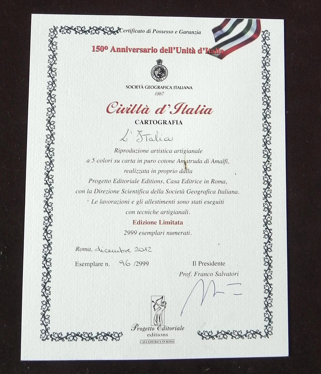 Riproduzione di cartografia dell'Italia e i suoi stati nel 1782, 2012 6