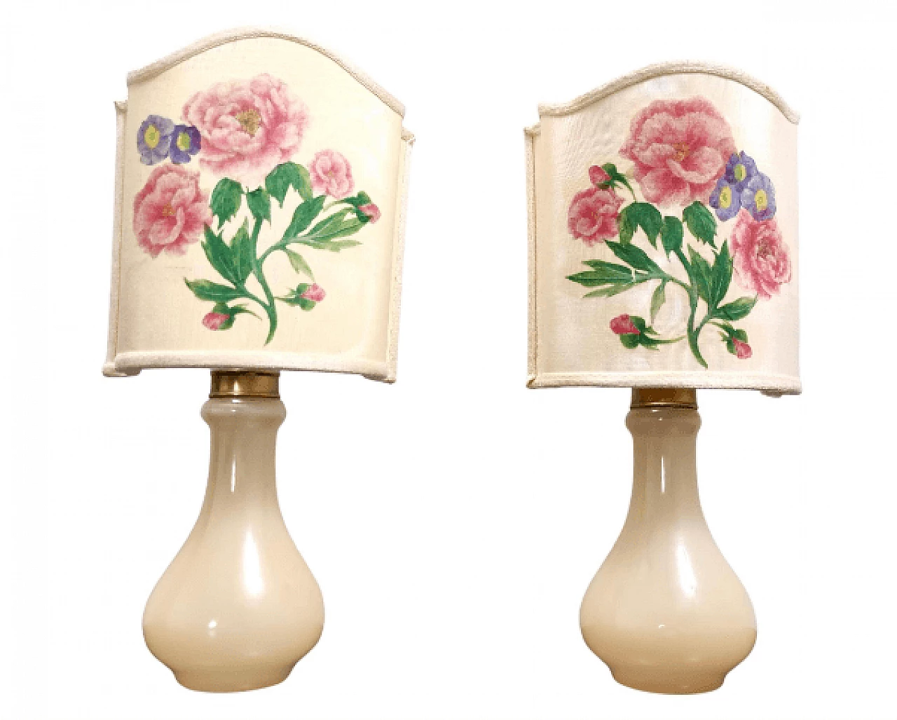 Pair of lamps with floral decoration by Gino Cenedese, 1960s 1