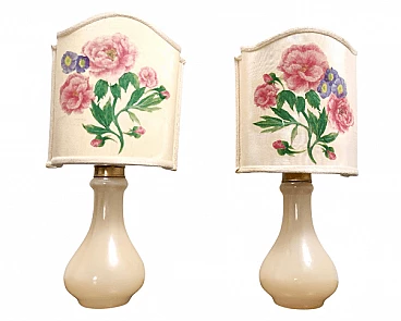 Pair of lamps with floral decoration by Gino Cenedese, 1960s