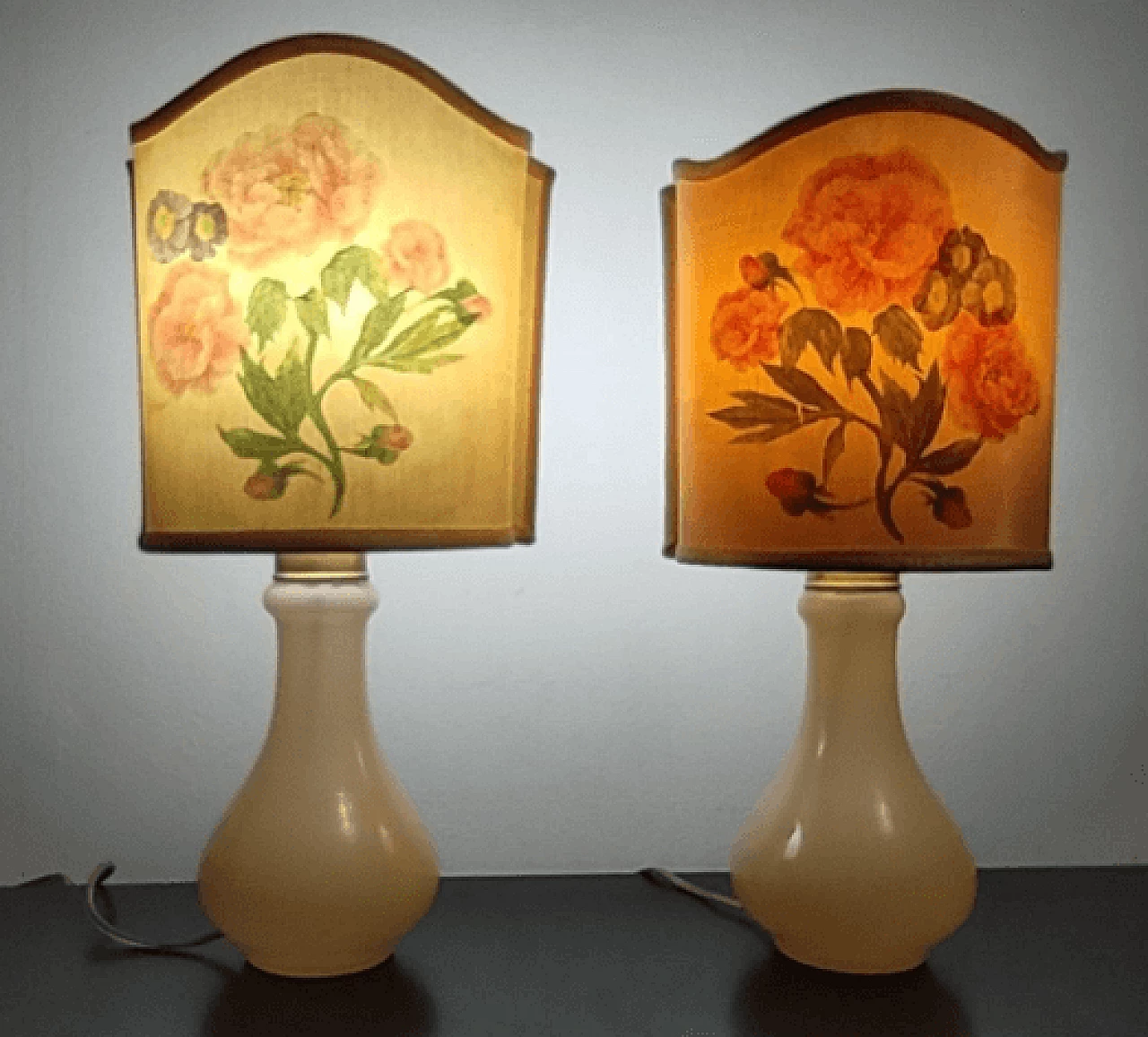 Pair of lamps with floral decoration by Gino Cenedese, 1960s 2