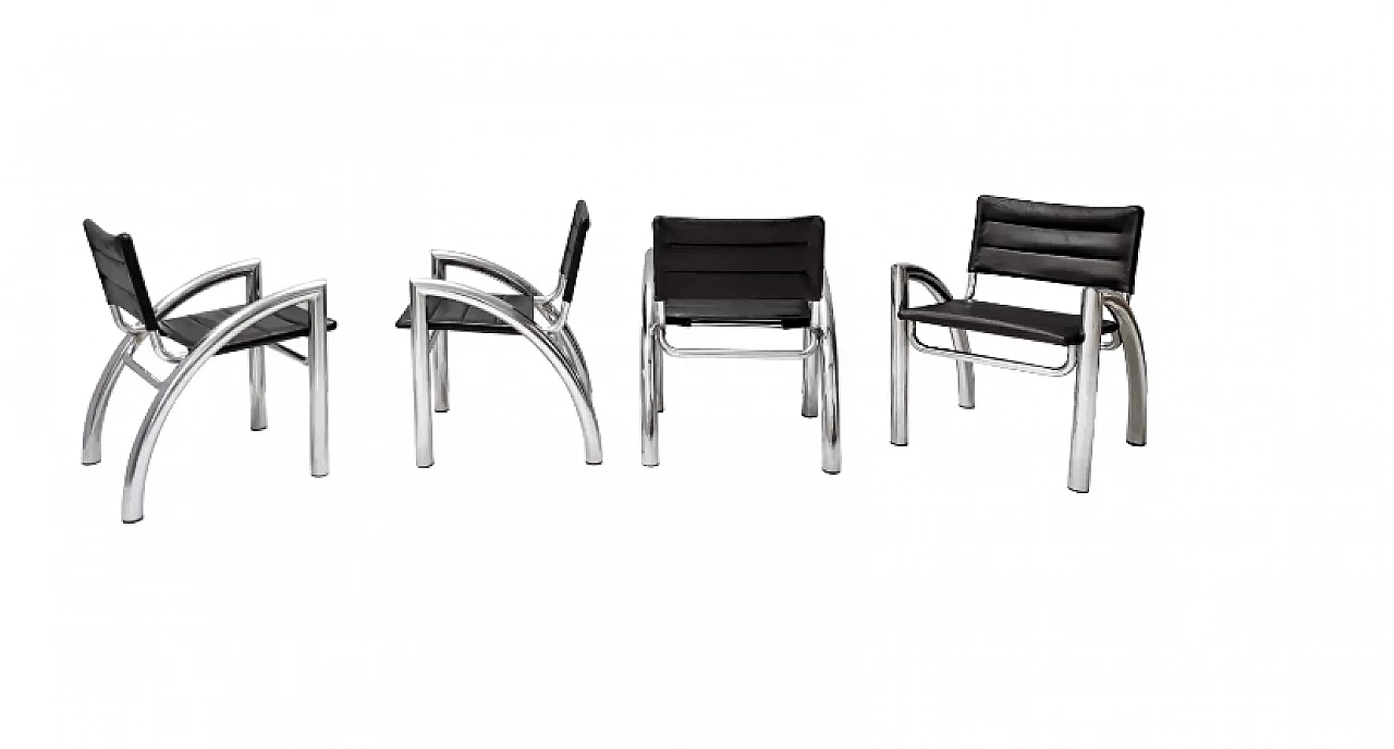 4 Cassiopea leather chairs by Gae Aulenti for Elam, 1970s 1