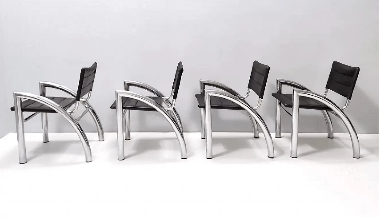 4 Cassiopea leather chairs by Gae Aulenti for Elam, 1970s 2