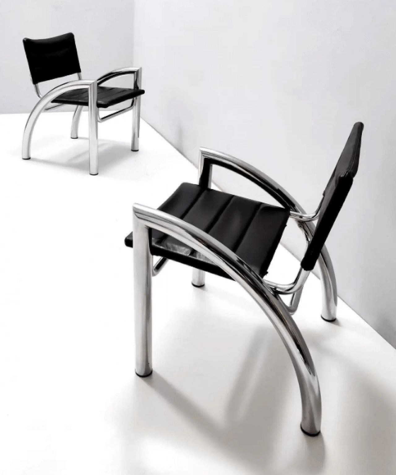 4 Cassiopea leather chairs by Gae Aulenti for Elam, 1970s 3