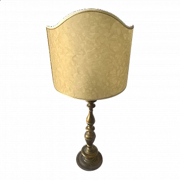 Lampada da tavolo in ottone con paralume a ventola, anni '50