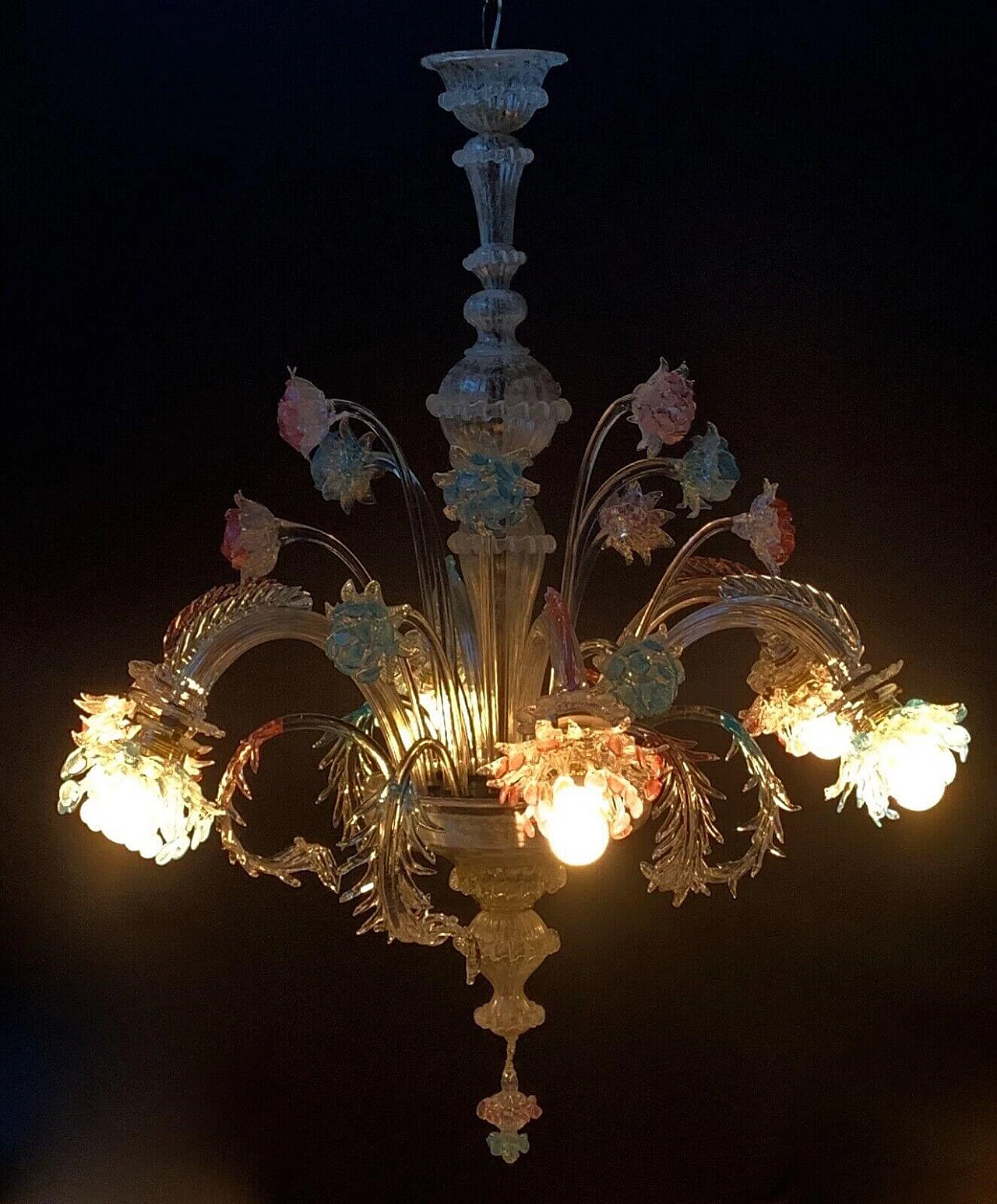Lampadario in vetro di Murano di Galliano Ferro, anni '50 8