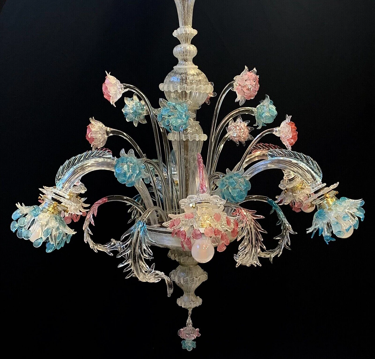 Lampadario in vetro di Murano di Galliano Ferro, anni '50 10