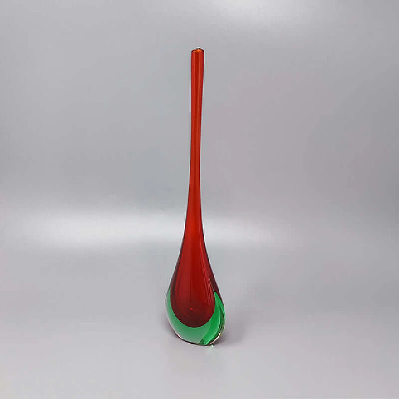 Vaso in vetro di Murano rosso e verde di Flavio Poli, anni '60 3