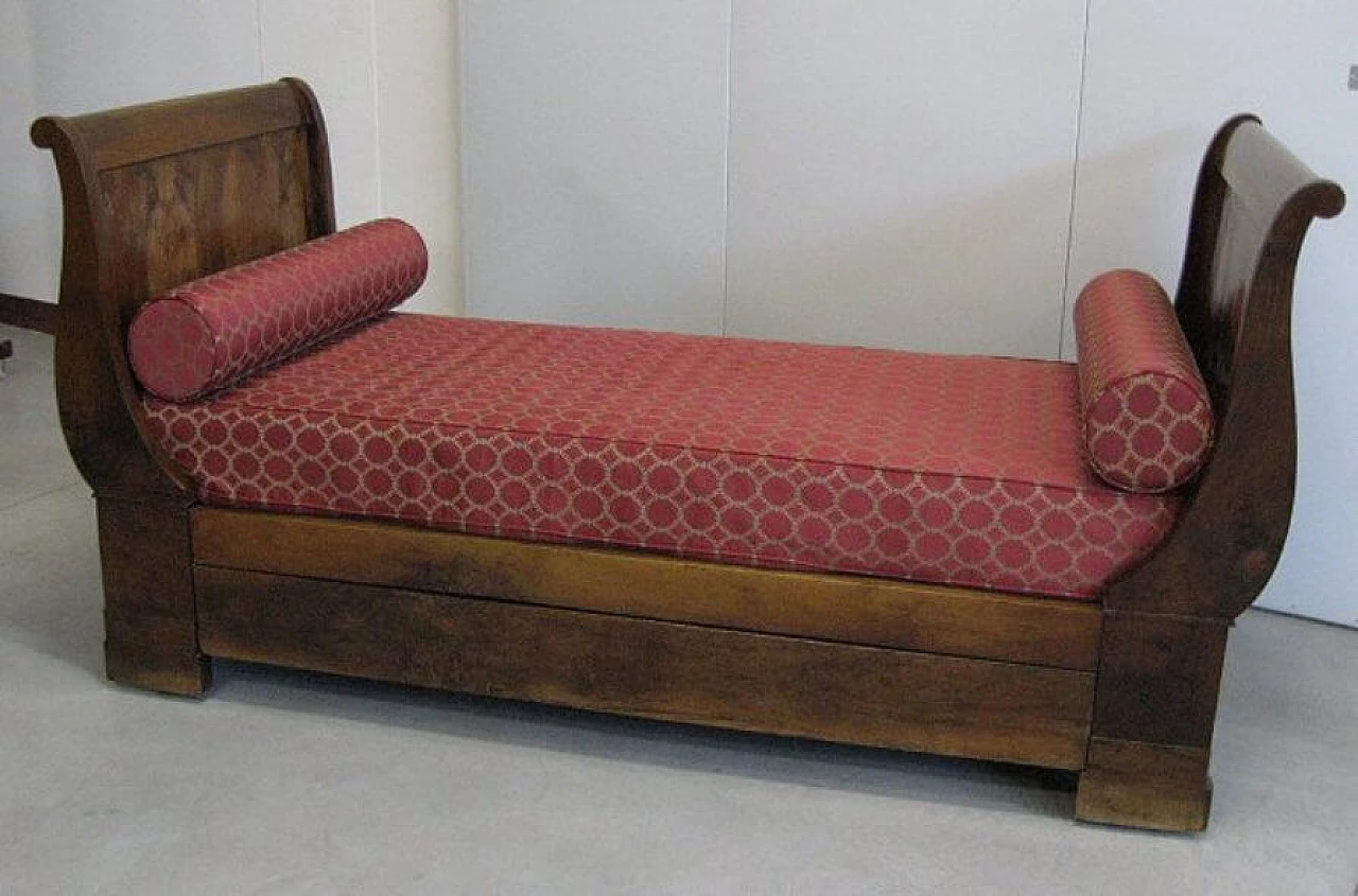 Letto a barca in noce massello, '800 1