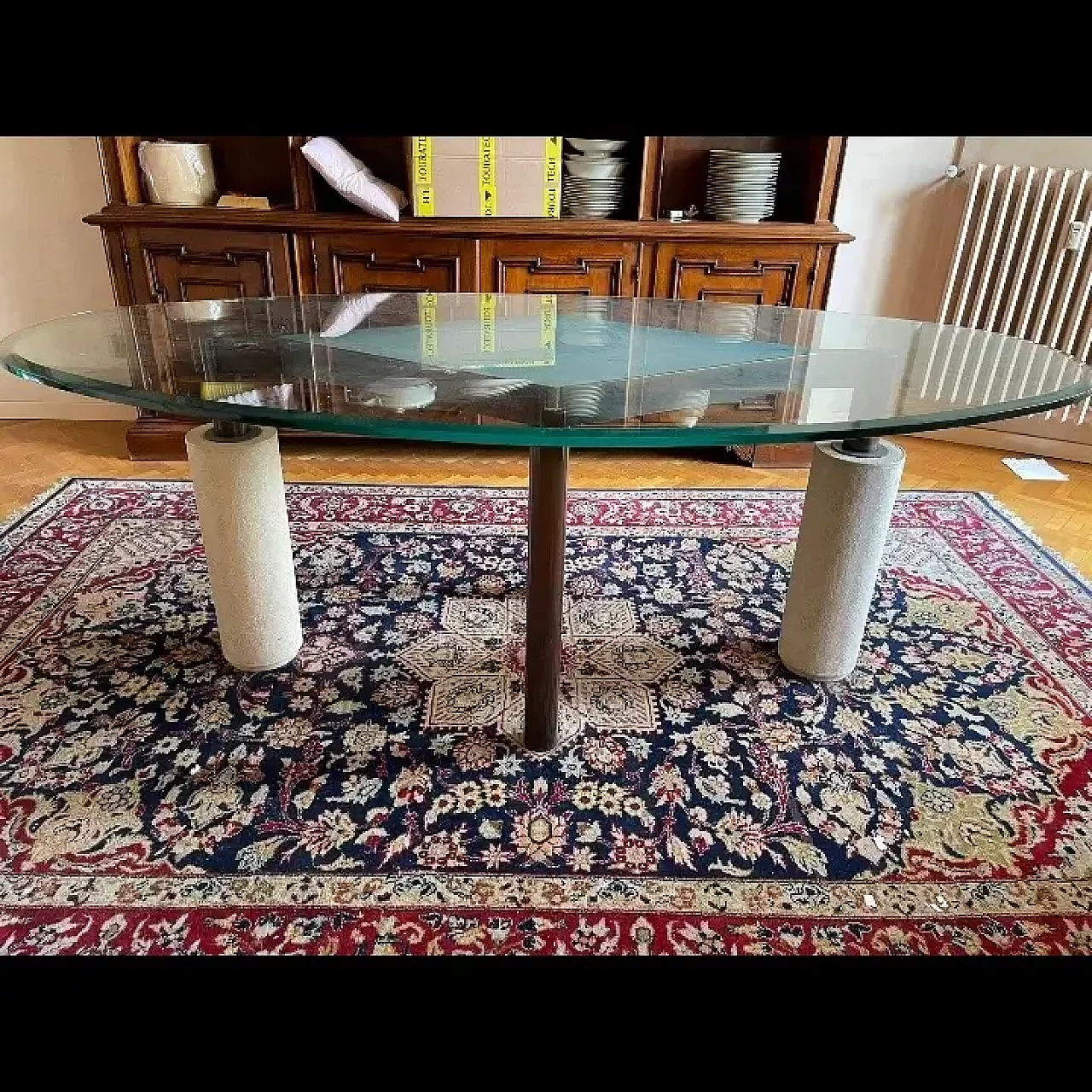 Marble table with glass top by Anna Maria Tusa, 1980s 1