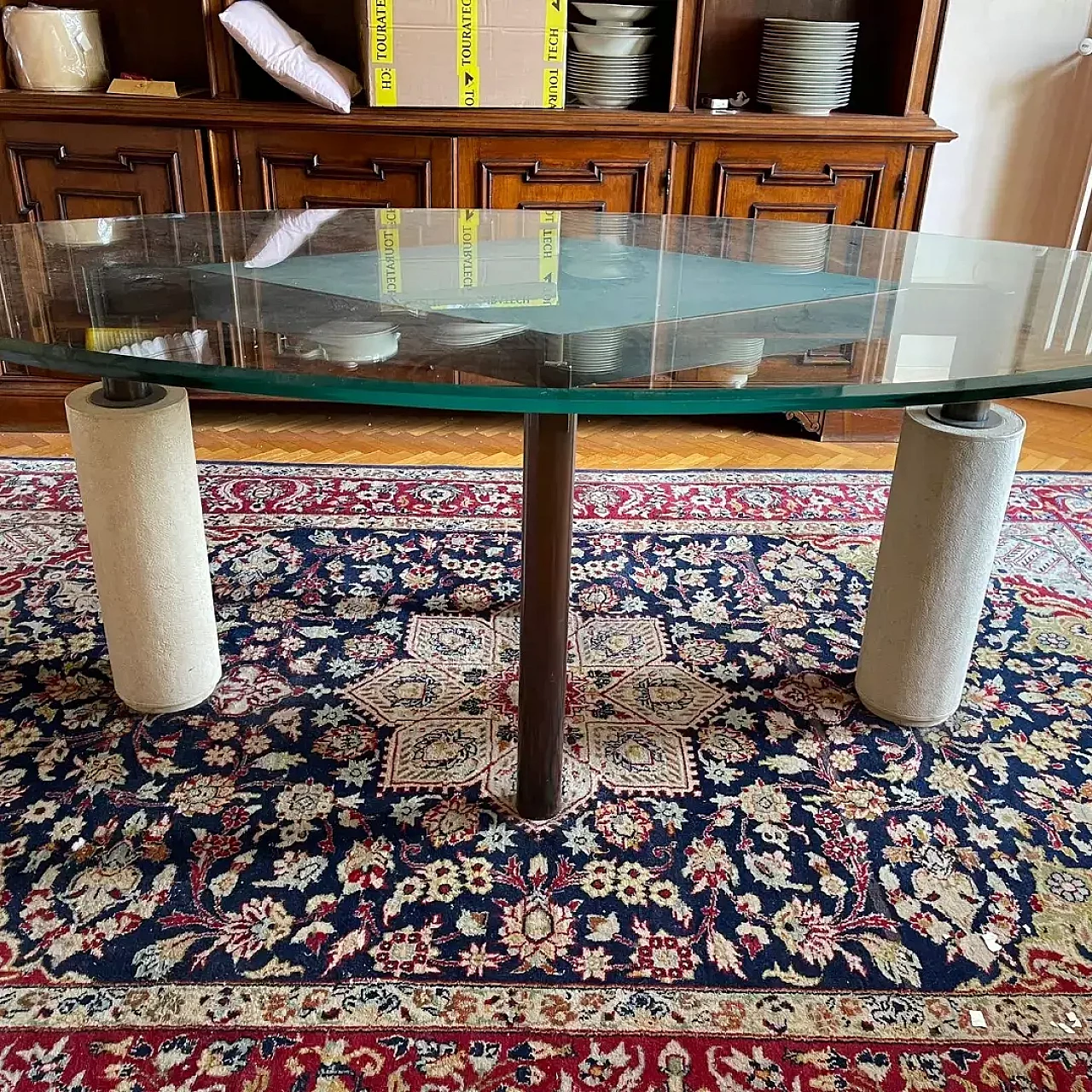 Marble table with glass top by Anna Maria Tusa, 1980s 2