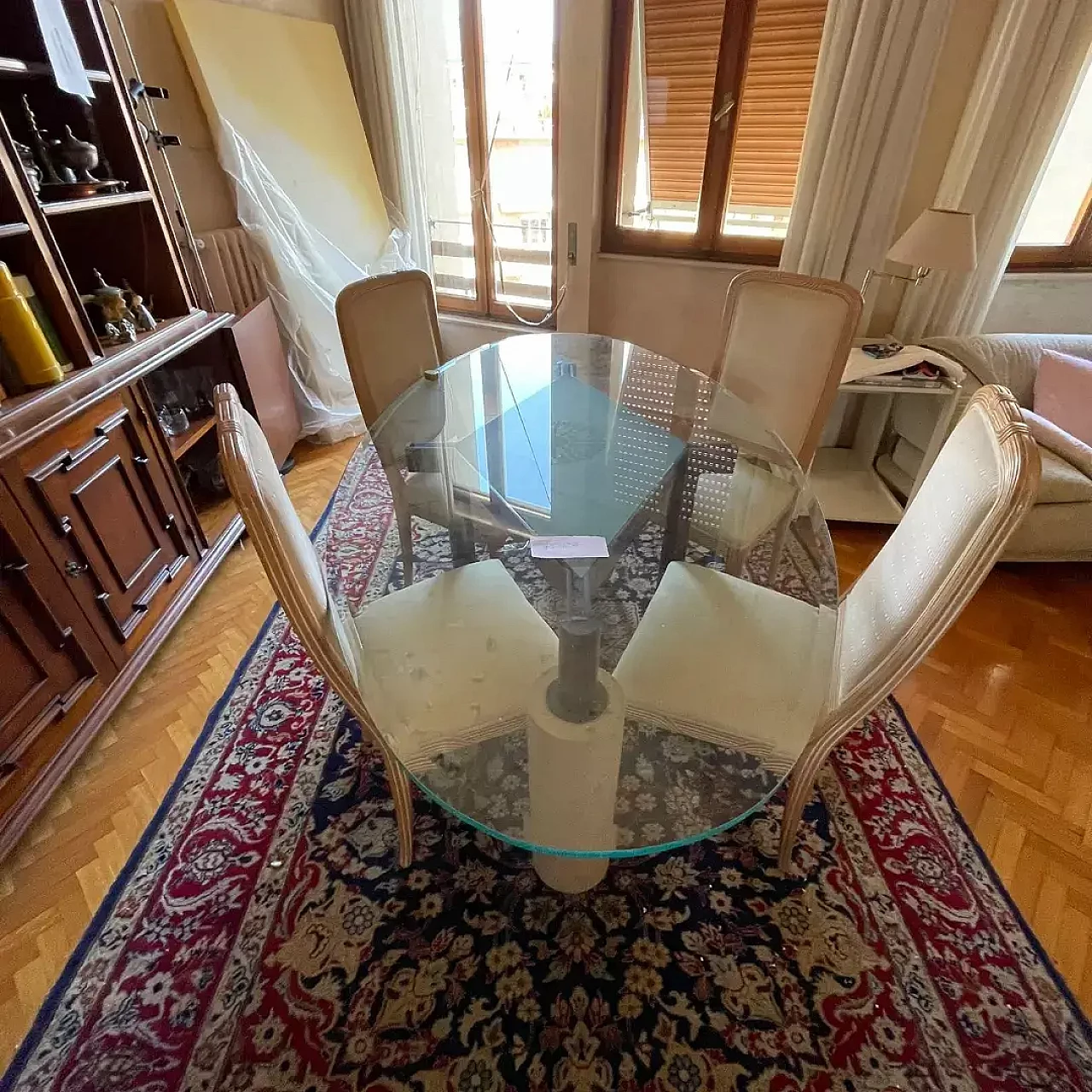Marble table with glass top by Anna Maria Tusa, 1980s 3