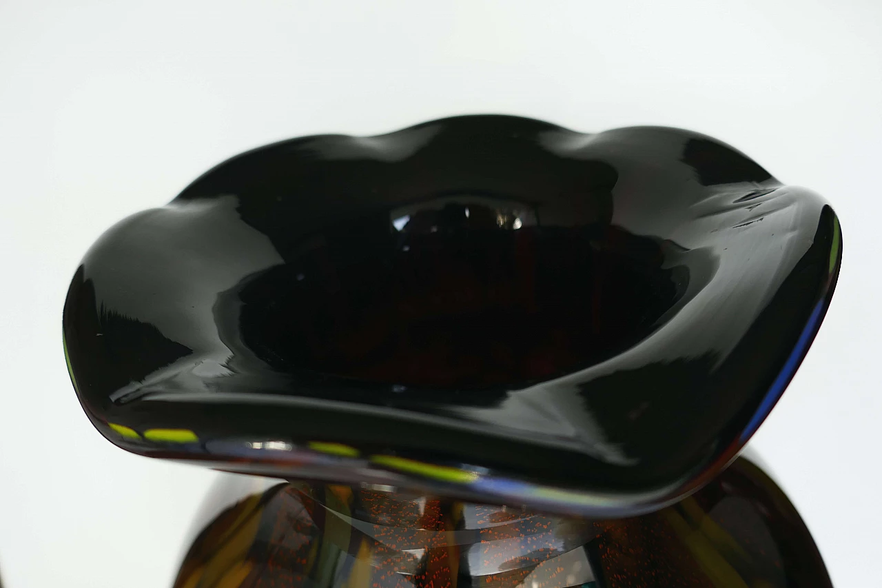 Brown Murano glass vase with orange specks, 1980s 3