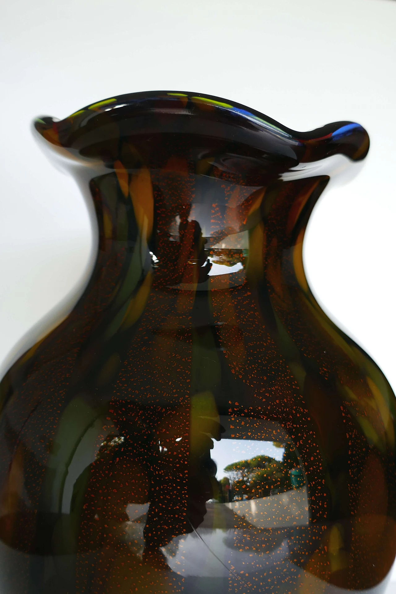 Brown Murano glass vase with orange specks, 1980s 4