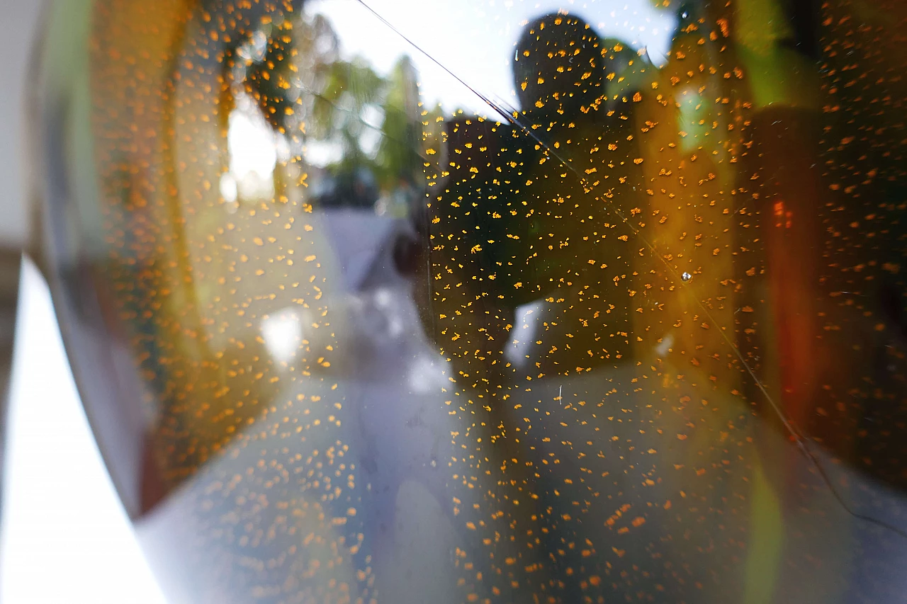 Brown Murano glass vase with orange specks, 1980s 5