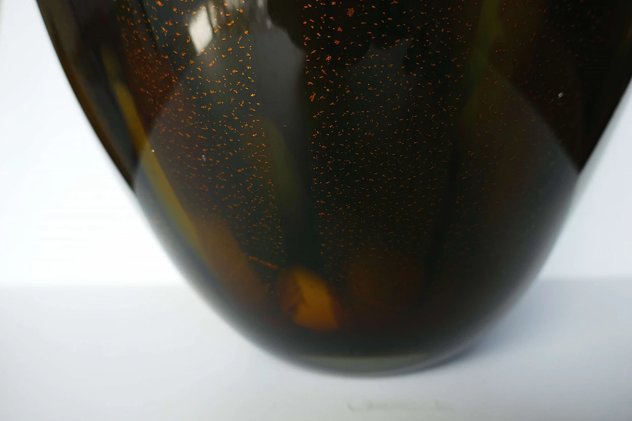 Brown Murano glass vase with orange specks, 1980s 6