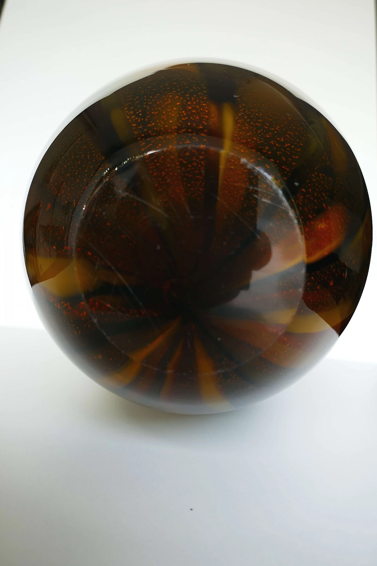 Brown Murano glass vase with orange specks, 1980s 7