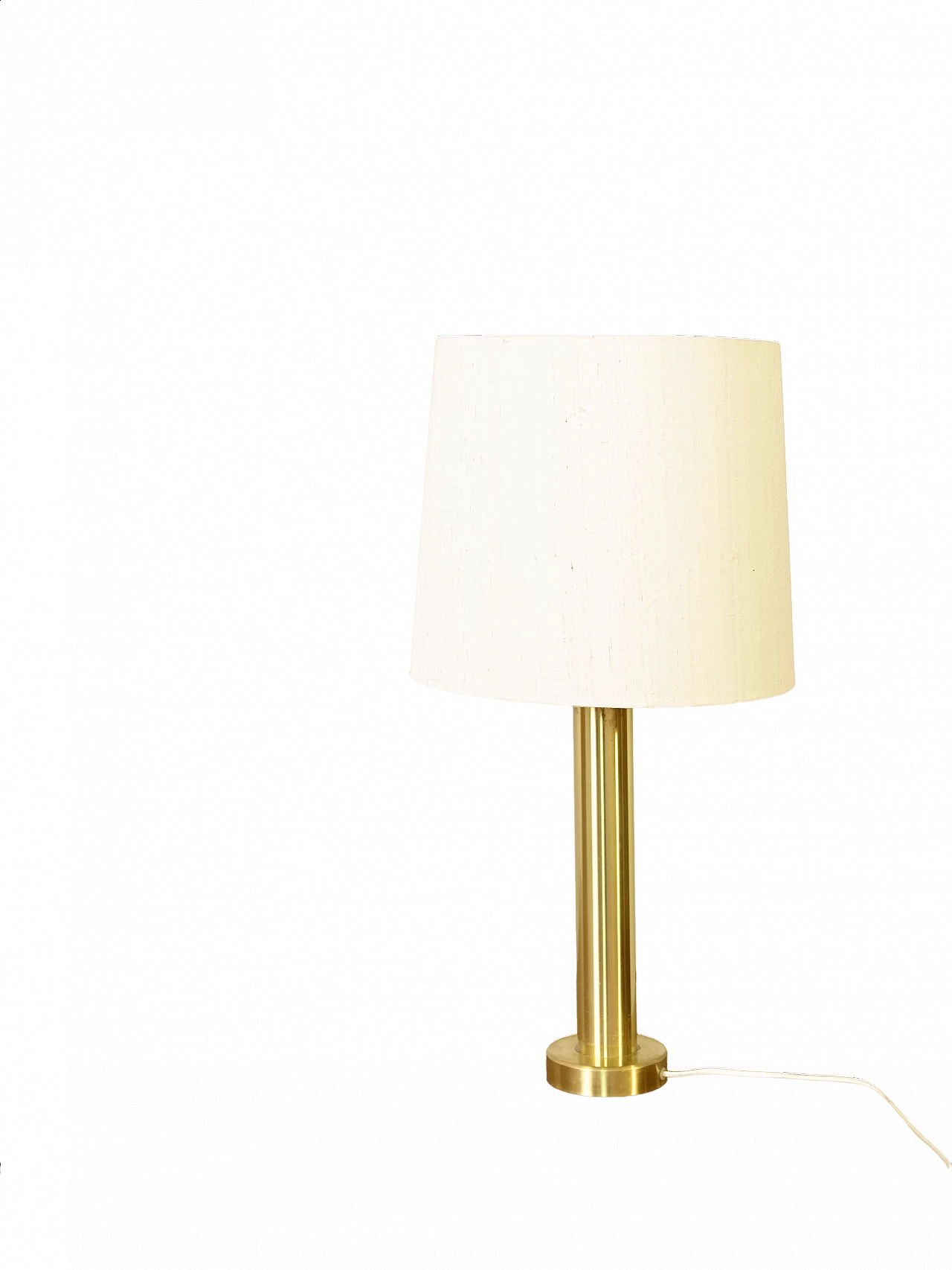 Gilded brass lamp with fabric shade, 1960s 9