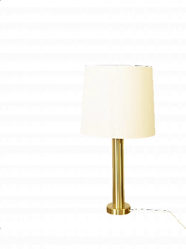 Lampada in ottone dorato con paralume in tessuto, anni '60