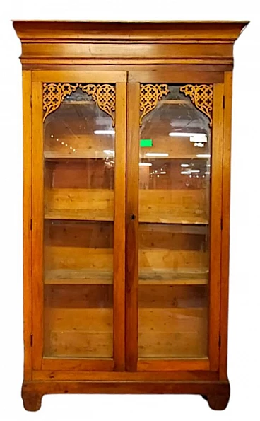 Bookcase showcase in Charles X style with fretwork decoration, 19th century