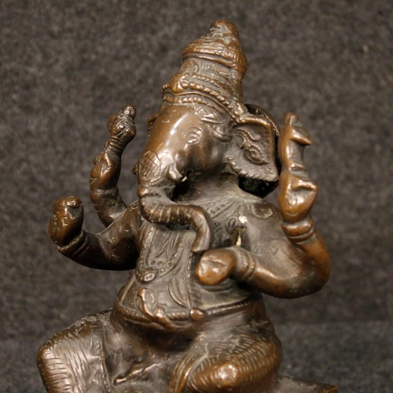 Scultura indiana in bronzo raffigurante Ganesh 3