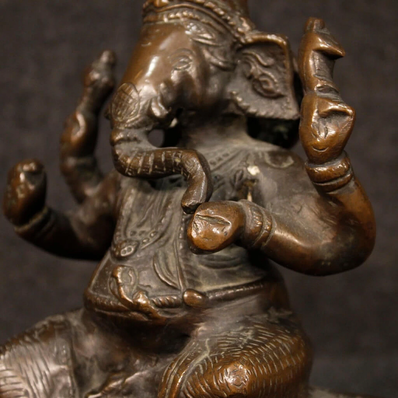 Scultura indiana in bronzo raffigurante Ganesh 4
