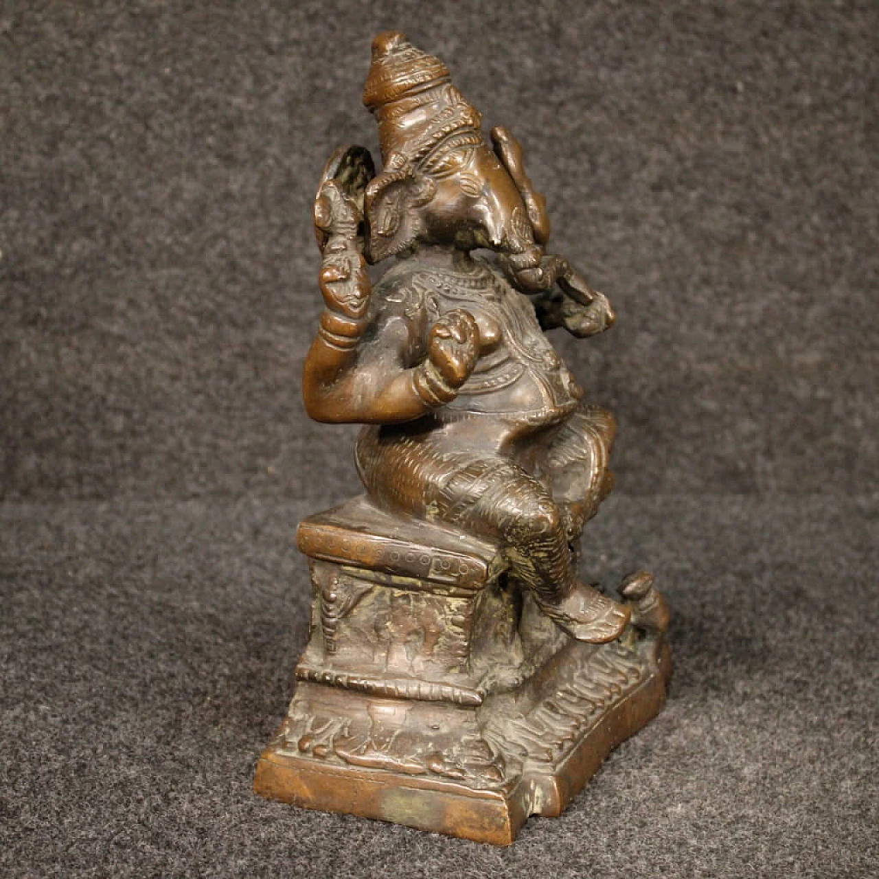Scultura indiana in bronzo raffigurante Ganesh 6