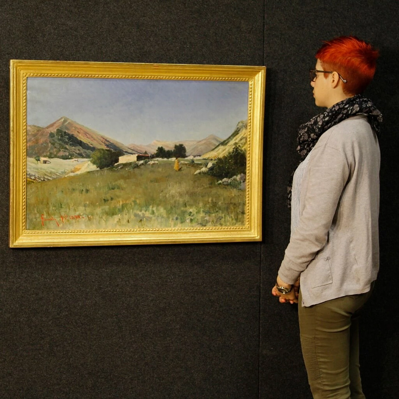 Landscape with hunter and hound, oil painting on canvas, 1899 2
