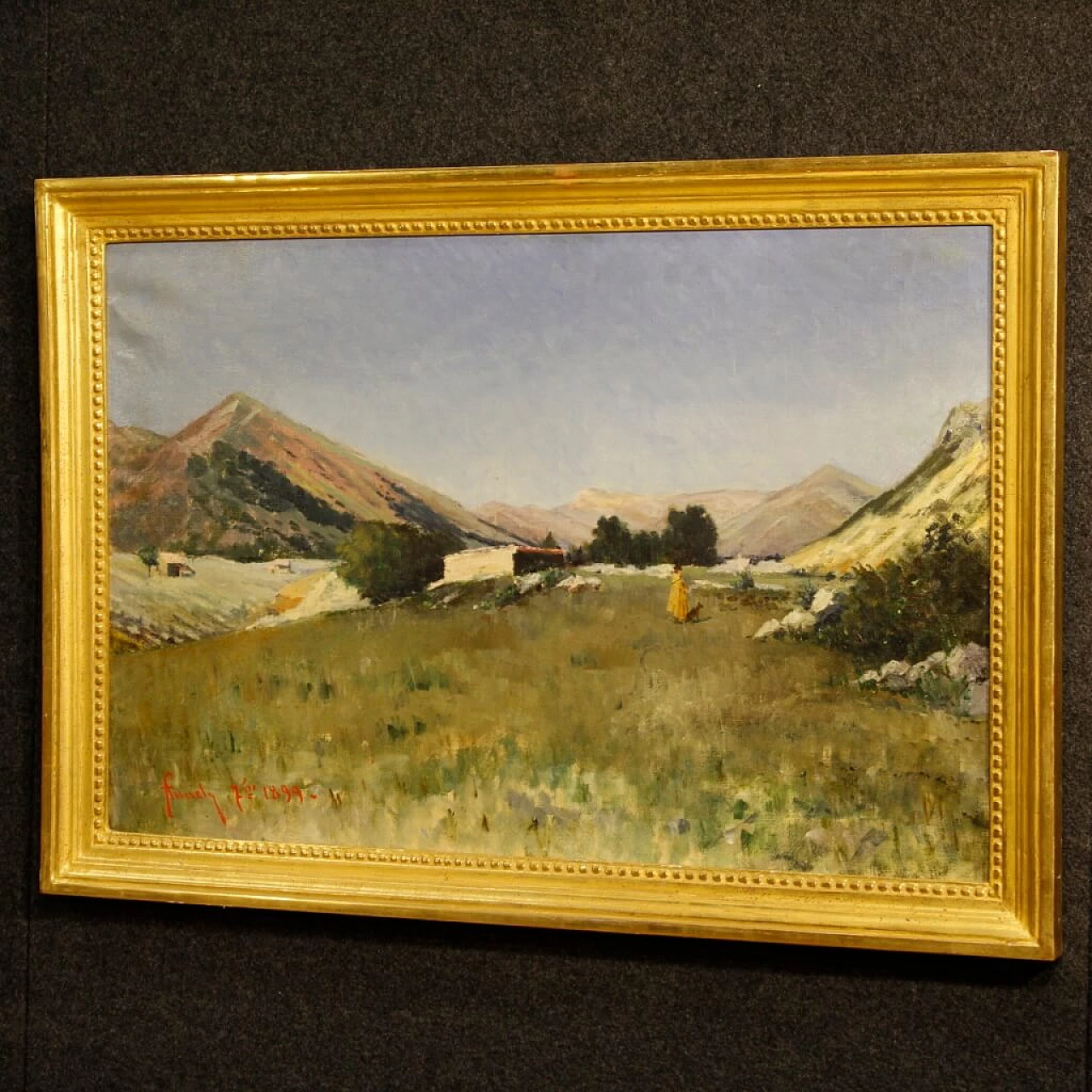 Landscape with hunter and hound, oil painting on canvas, 1899 7