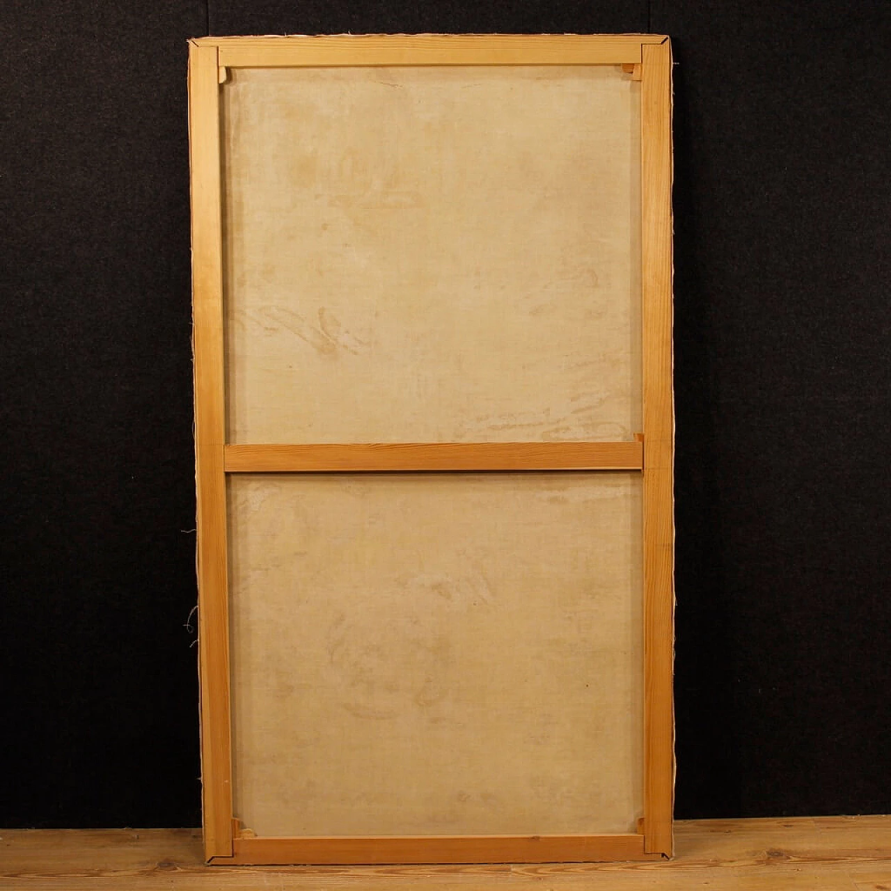 Landscape with church and friar, oil painting on canvas, second half of the 19th century 5