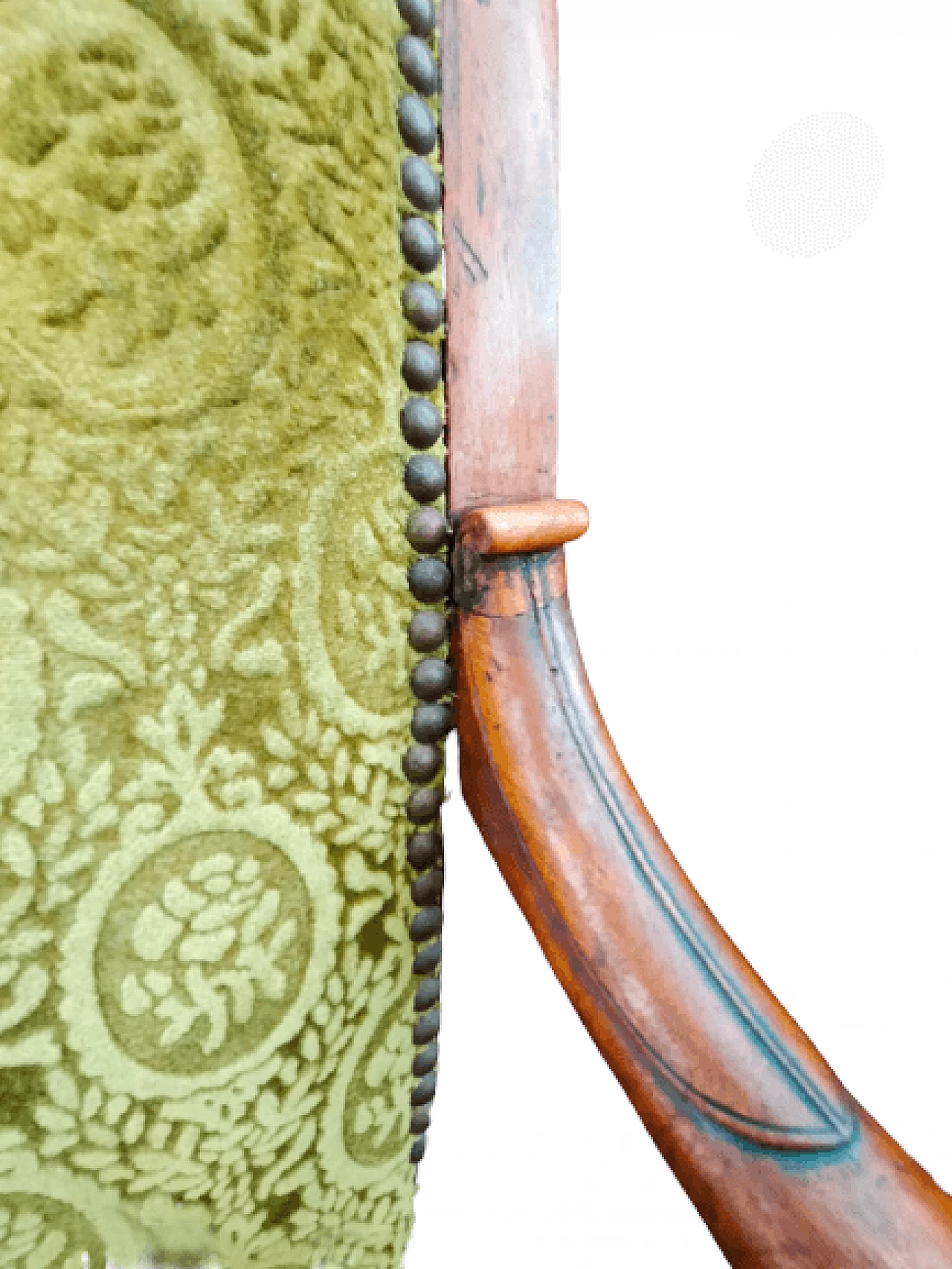 Pair of Neoclassical walnut chairs with padded seat and back, 19th century 4