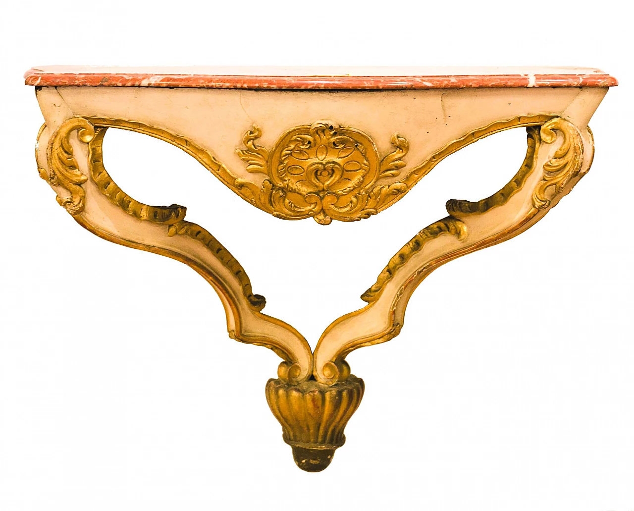 Baroque style wooden console with red marble top, early 19th century 1