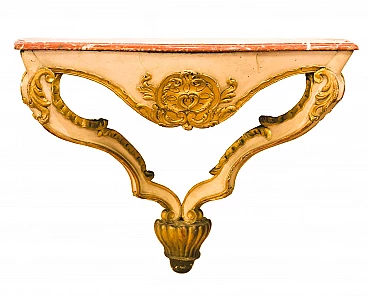 Baroque style wooden console with red marble top, early 19th century