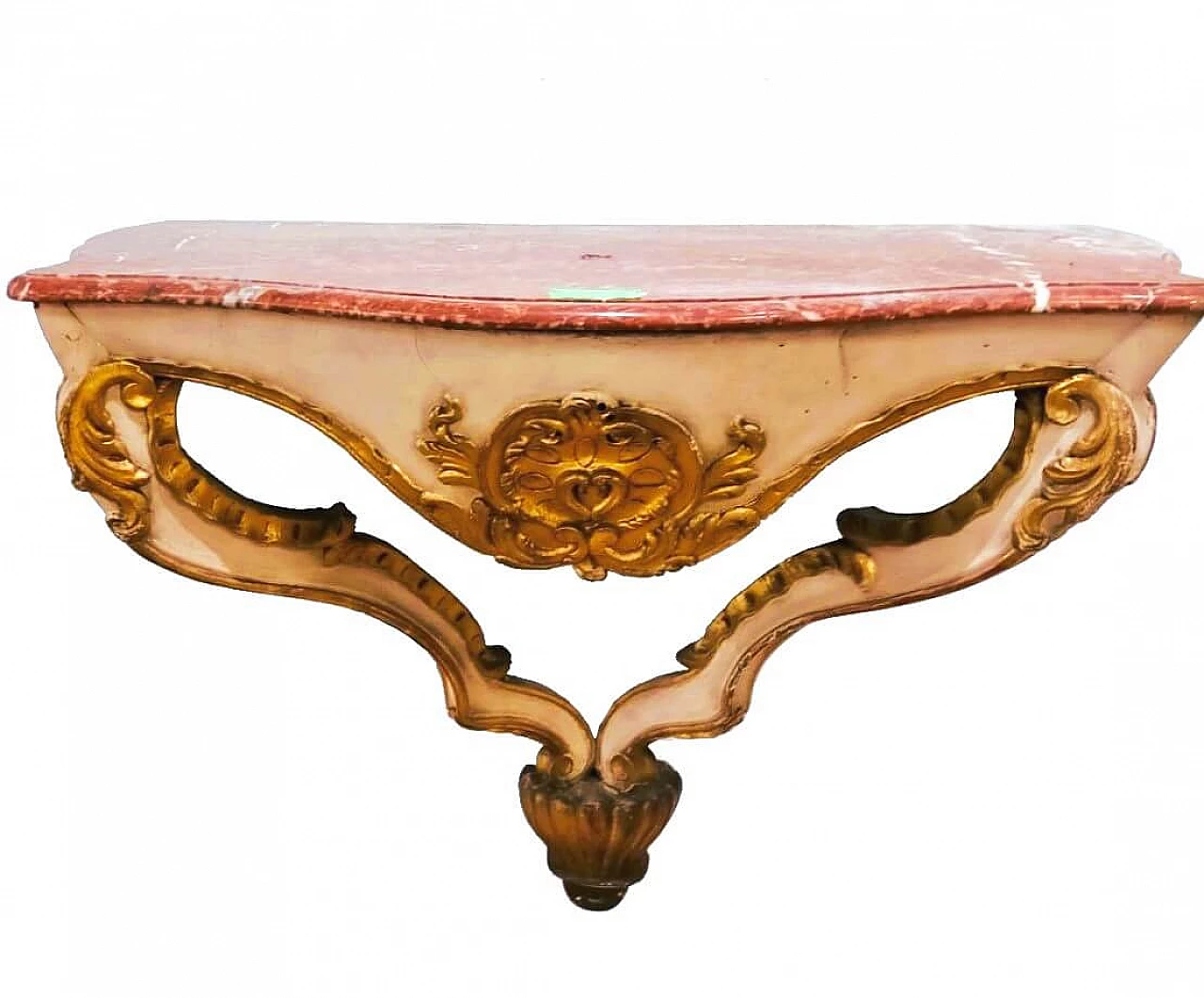 Baroque style wooden console with red marble top, early 19th century 2