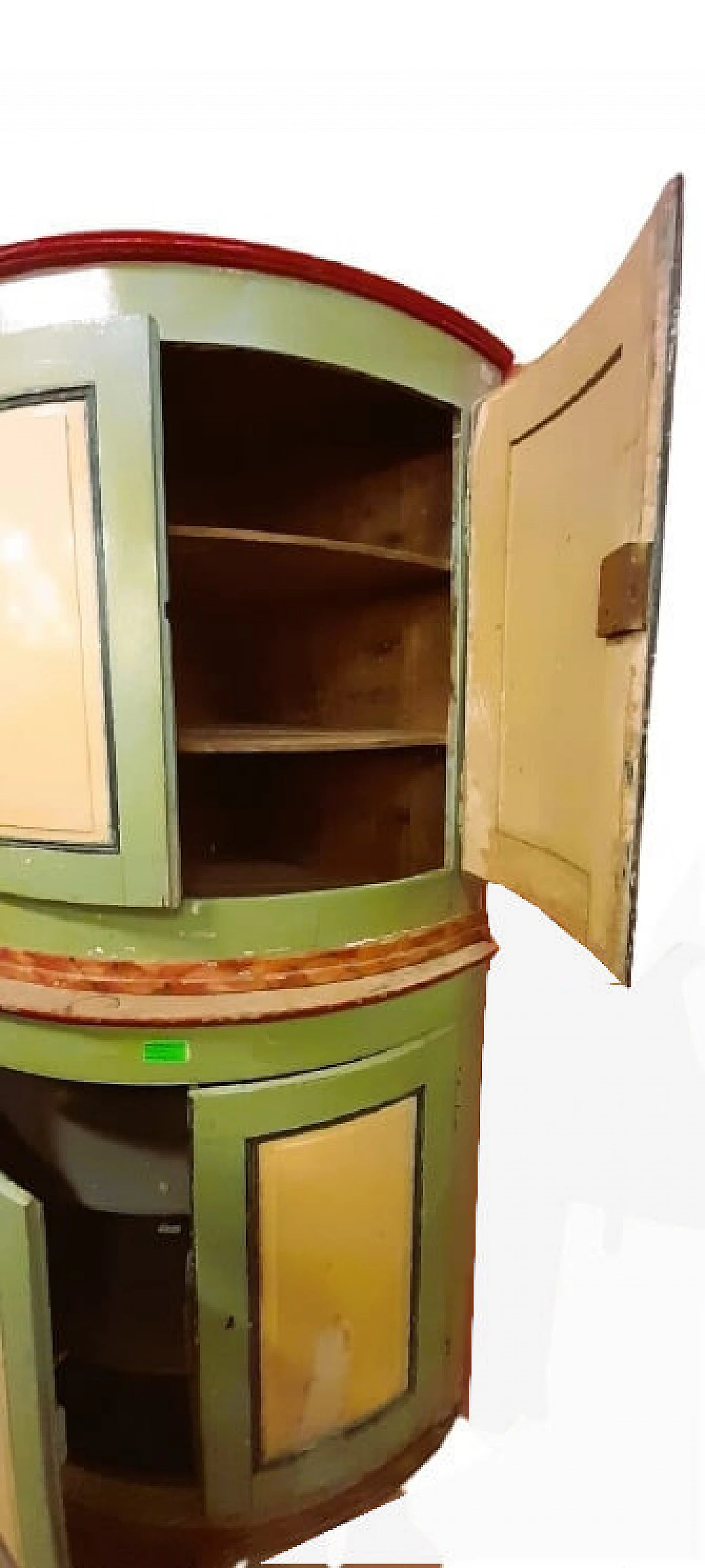 Rounded corner cabinet in lacquered spruce, first half of the 19th century 4